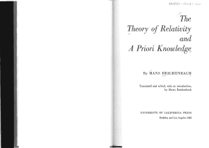 The Theory of Relativity and A Priori Knowledge