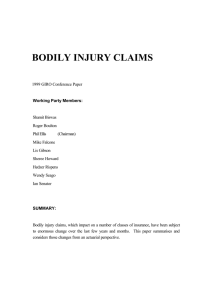 bodily injury claims - Institute and Faculty of Actuaries