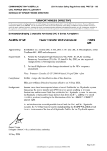 AIRWORTHINESS DIRECTIVE AD/DHC-8/120 Power Transfer Unit