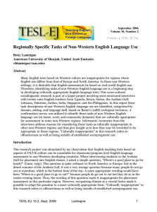 TESL-EJ 10.2 -- Regionally Specific Tasks of Non