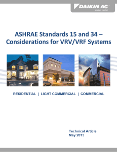 ASHRAE Standards 15 and 34 – Considerations for VRV