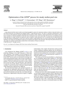 Optimization of the LENS® process for steady molten pool size