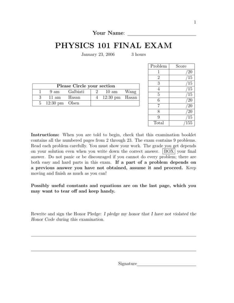physics 101 test 1