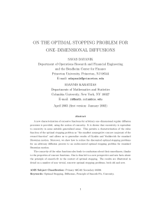 On the Optimal Stopping Problem for One