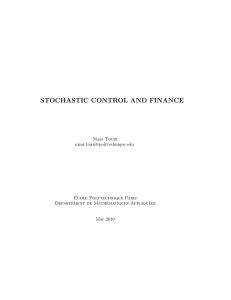 stochastic control and finance - Fields Institute for Research in