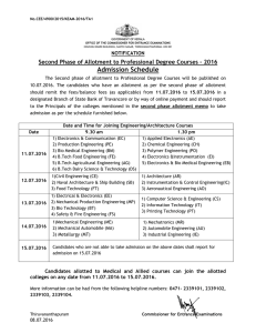 Admission Schedule - CEE