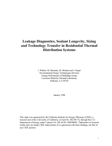 Leakage Diagnostics, Sealant Longevity, Sizing and Technology