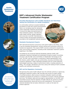 NSF`s Advanced Onsite Wastewater Treatment