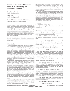 Control of Uncertain LTI Systems Based on an Uncertainty and