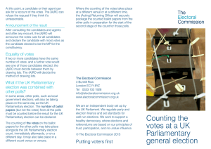 Counting the votes at a UK Parliamentary general election