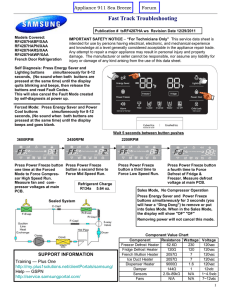 Samsung RF4287HA Refrigerator Fast Track Tech Sheet