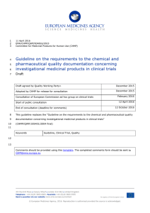 Guideline on the requirements to the chemical and pharmaceutical