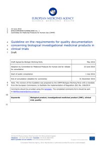 Guideline on the requirements for quality documentation concerning