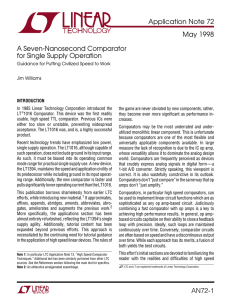 AN72 - A Seven-Nanosecond Comparator for Single Supply Operation