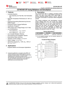 CD74HC4051-EP Analog Multiplexer/Demultiplexer (Rev. A)