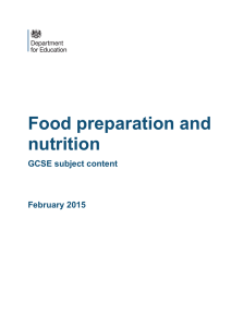 Food preparation and nutrition