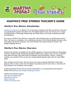 martha`s true stories: teacher`s guide