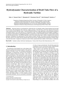 Hydraulic turbine, Draft tube, Hydrodynamic, Velocity field, Pressure