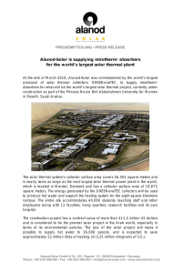 Alanod-Solar ® is supplying mirotherm for the worlds largest solar