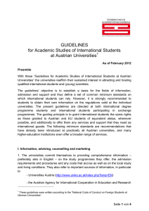 GUIDELINES for Academic Studies of International Students at