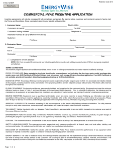 COMMERCIAL HVAC INCENTIVE APPLICATION