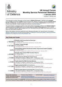 UK armed forces monthly service personnel statistics: 1 January 2016