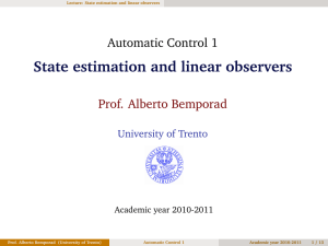 Automatic Control 1 - State estimation and linear observers