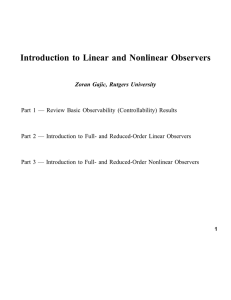 Introduction to Linear and Nonlinear Observers - ECE