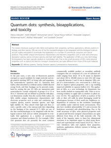 Quantum dots: synthesis, bioapplications, and toxicity | Nanoscale