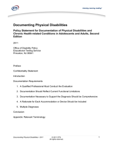 ETS Documenting Physical Disabilities Policy Statement