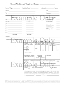 Aircraft Manifest and Weight and Balance