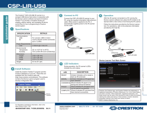 QuickStart Guide: CSP-LIR-USB