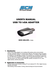 USER`S MANUAL USB TO IrDA ADAPTER - SCM PC