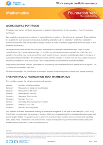 Foundation Year Mathematics Portfolio - Above Satisfactory