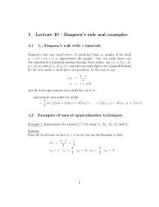 1 Lecture 10 - Simpson`s rule and examples