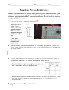 Designing a Thermostat Worksheet