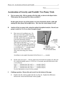 Acceleration of Gravity and Freefall: Two Penny Trick