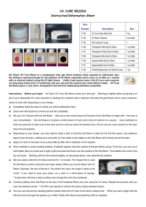 UV CURE RESINS Instruction/Information Sheet