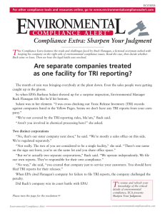 Are separate companies treated as one facility for TRI reporting?