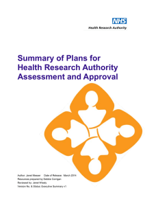 HRA summary plans for Assessment and Approval