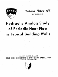 Hydraulic Analog Study of Periodic Heat Flow in Typical Building Walls
