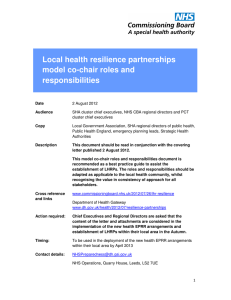 Local health resilience partnerships model co-chair roles