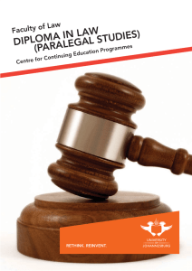 diploma in law (paralegal studies)