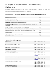 Emergency Telephone Numbers in Geneva, Switzerland