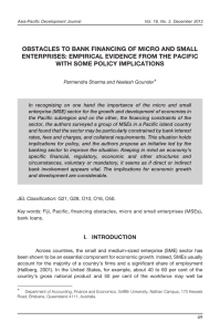 OBSTACLES TO BANK FINANCING OF MICRO AND SMALL