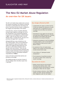 The New EU Market Abuse Regulation An overview for UK issuers