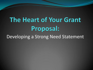 Developing a Strong Need Statement