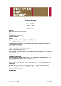 EL Rev February 2016 Page 1 of 5 European Law Review ISSN