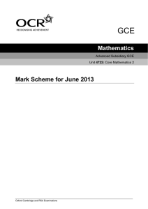 Mark scheme - Unit 4722 - Core mathematics 2 - June