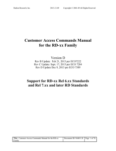 Customer Access Commands Manual for the RD